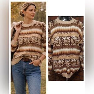 Alpaca Wool Sweater Peruvian Knit Size M L Classic Heritage
